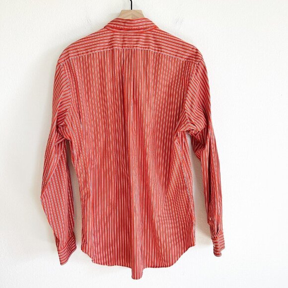 Ralph Lauren Shirt Classic Fit Orange Stripe Button Down Preppy Logo - Picture 6 of 9